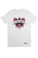 Megastar Nation Mens Classic Red and Blue Shield - White T Shirt