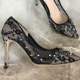 Women's Floral Lace Crystal Bridal Shoes