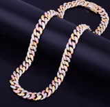 Trinity 18k Gold CZ Diamond Cuban Chain Necklace