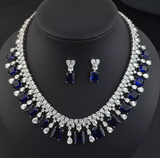 18k White Gold CZ Necklace & Earrings Jewelry Set