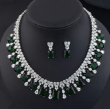18k White Gold CZ Necklace & Earrings Jewelry Set