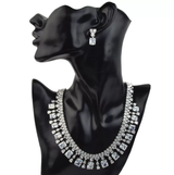 18k White Gold CZ Necklace & Earrings Jewelry Set