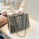 Vintage Chevron Chain Shoulder Bag