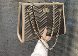 Vintage Chevron Chain Shoulder Bag