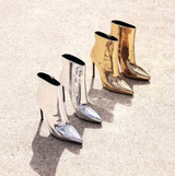 Women's Metallic Patent Leather Ankle Boots