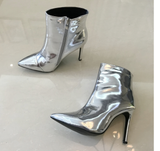 Women's Metallic Patent Leather Ankle Boots