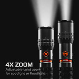 SLYDE KING 2K | Dual 2,000 lumen flashlight with 4x zoom, and a 500 lumen C•O•B work light.