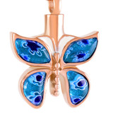 Floral Crystal Butterfly Cremation Urn Necklace