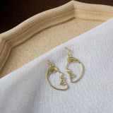 Punk Human Face Drop Earrings For Women Retro Abstract Hollow out Statement Hand Metal Fashion Dangle Earring Jewelry