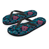 Red & Blue Sugar Skull Flip Flops