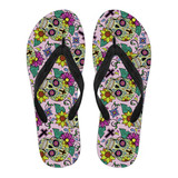 Pink Sugar Skull Flip Flops
