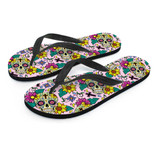 Pink Sugar Skull Flip Flops
