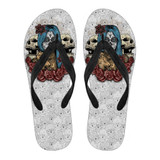Blue Hair Sugar Skull Flip Flops