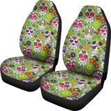 Green Sugar Skull II Car Seat Covers