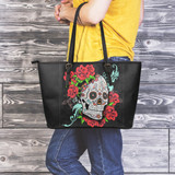 Grey Sugar Skull Large Tote