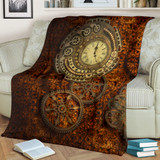 Steampunk Bronze Clock Throw Blanket