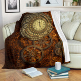 Steampunk Bronze Clock Throw Blanket