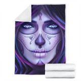 Purple Sugar Skull Throw Blanket
