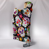 Multi-Colored Sugar Skull II Hooded Blanket