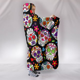 Multi-Colored Sugar Skull II Hooded Blanket