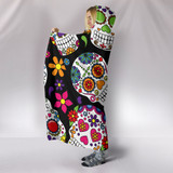 Multi-Colored Sugar Skull Hooded Blanket