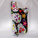 Multi-Colored Sugar Skull Hooded Blanket