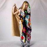 Multi-Colored Sugar Skull Hooded Blanket