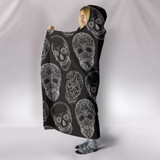 Black Sugar Skull II Hooded Blanket