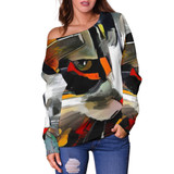 Art Cat III Off Shoulder Hoodie