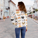 Cat Faces Off Shoulder Hoodie