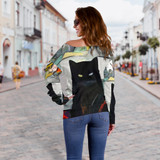 Art Cat Off Shoulder Hoodie