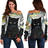 Art Cat Off Shoulder Hoodie