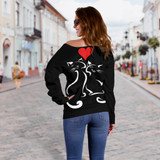 Love Cats II Off Shoulder Hoodie