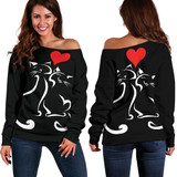 Love Cats II Off Shoulder Hoodie
