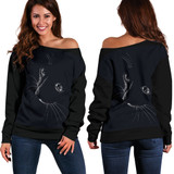 Black Cat Off Shoulder Hoodie
