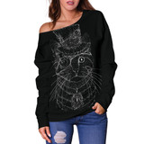 Steampunk Cat Off Shoulder Hoodie