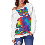 Color Cat Off Shoulder Hoodie