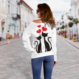 Love Cats Off Shoulder Hoodie