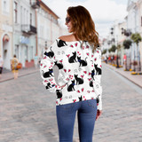 Heart Cats Off Shoulder Hoodie