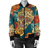 Green Sugar Skull Women's Bomber Jacket