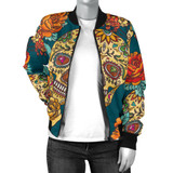 Green Sugar Skull Women's Bomber Jacket