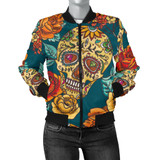 Green Sugar Skull Women's Bomber Jacket