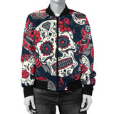 Red & White Sugar Skull Women's Bomber Jacket