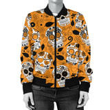 Orange Sugar Skull Women's Bomber Jacket