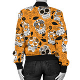 Orange Sugar Skull Women's Bomber Jacket