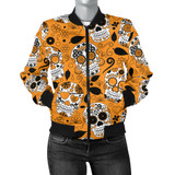 Orange Sugar Skull Women's Bomber Jacket