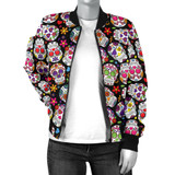 Multi-Colored Sugar Skull Women's Bomber Jacket