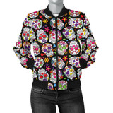 Multi-Colored Sugar Skull Women's Bomber Jacket