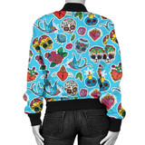 Blue Sugar Skull Women's Bomber Jacket