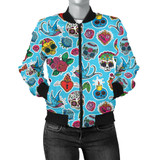 Blue Sugar Skull Women's Bomber Jacket